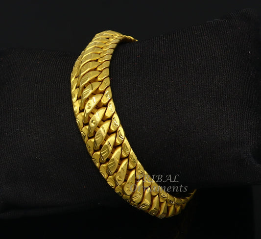 22kt yellow gold customized heavy men's bracelet, all sizes gifting bracelet, new fancy stylish bracelet men's wedding gift jewelry gbr40 - TRIBAL ORNAMENTS