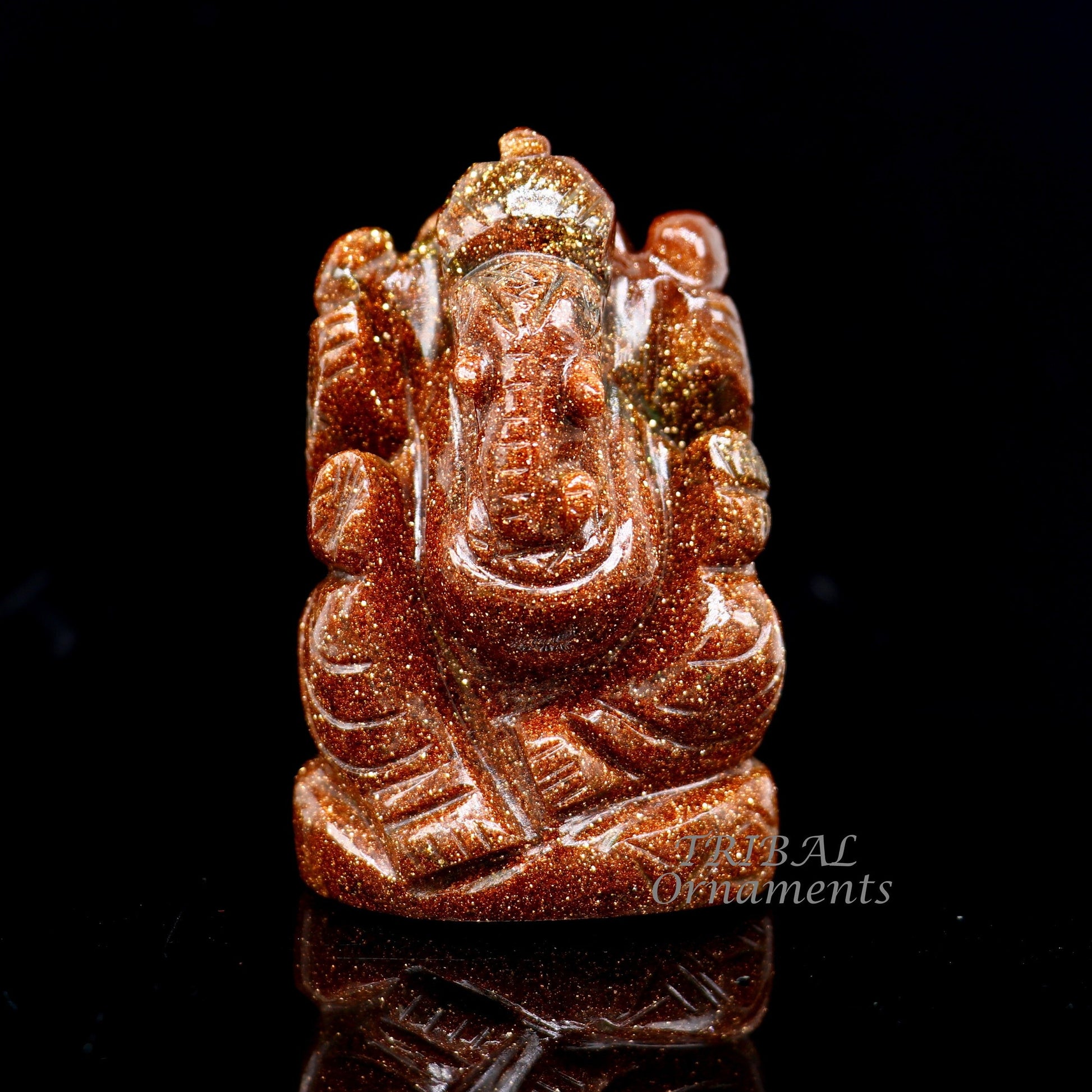 Amazing Sun stone Lord Ganesha handcrafted statue figurine temple divine God Ganesha stone sculpture for wealth and prosperity stna10 - TRIBAL ORNAMENTS
