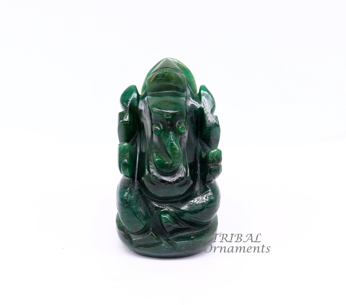 Amazing green jade Lord Ganesha handcrafted statue figurine temple divine God Ganesha stone sculpture for wealth and prosperity stna11 - TRIBAL ORNAMENTS