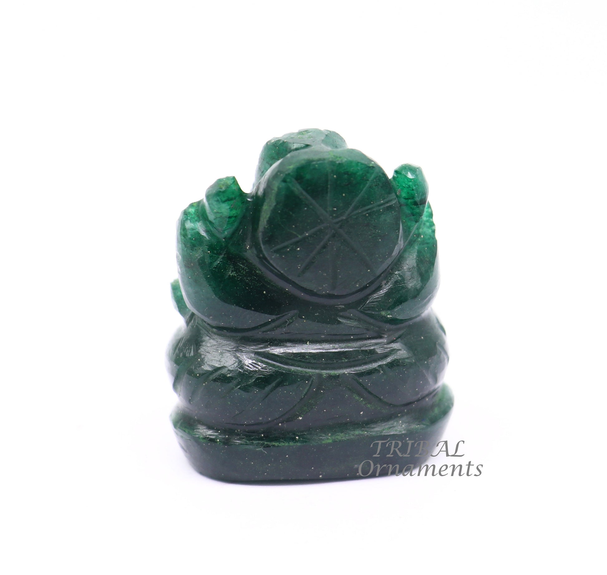 Amazing green jade Lord Ganesha handcrafted statue figurine temple divine God Ganesha stone sculpture for wealth and prosperity stna12 - TRIBAL ORNAMENTS