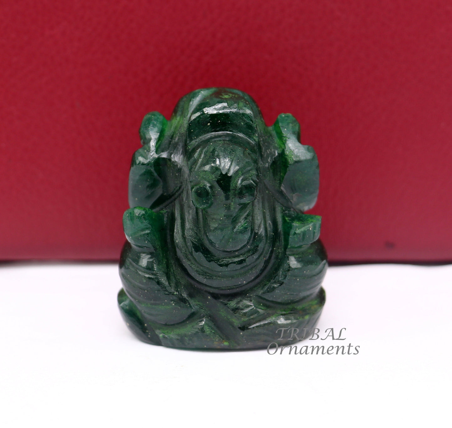 Amazing green jade Lord Ganesha handcrafted statue figurine temple divine God Ganesha stone sculpture for wealth and prosperity stna12 - TRIBAL ORNAMENTS