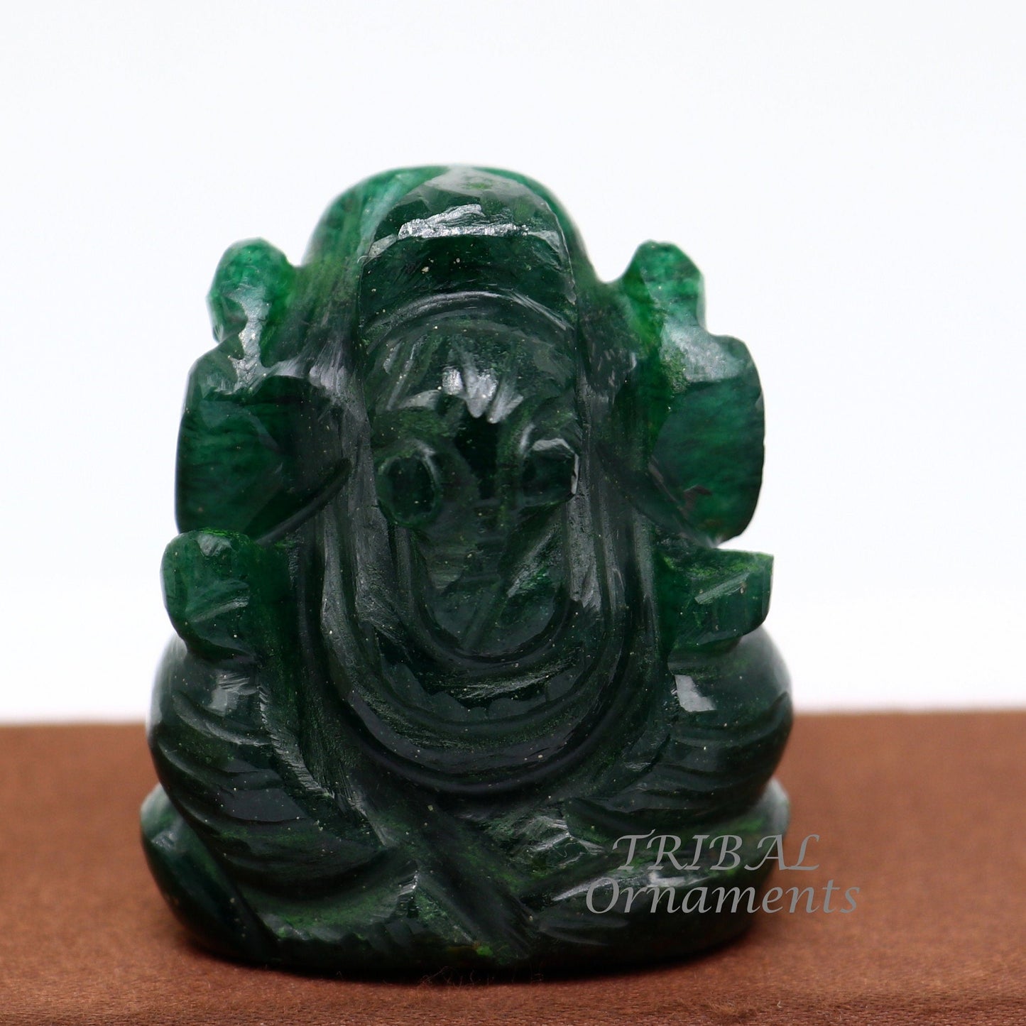 Amazing green jade Lord Ganesha handcrafted statue figurine temple divine God Ganesha stone sculpture for wealth and prosperity stna12 - TRIBAL ORNAMENTS