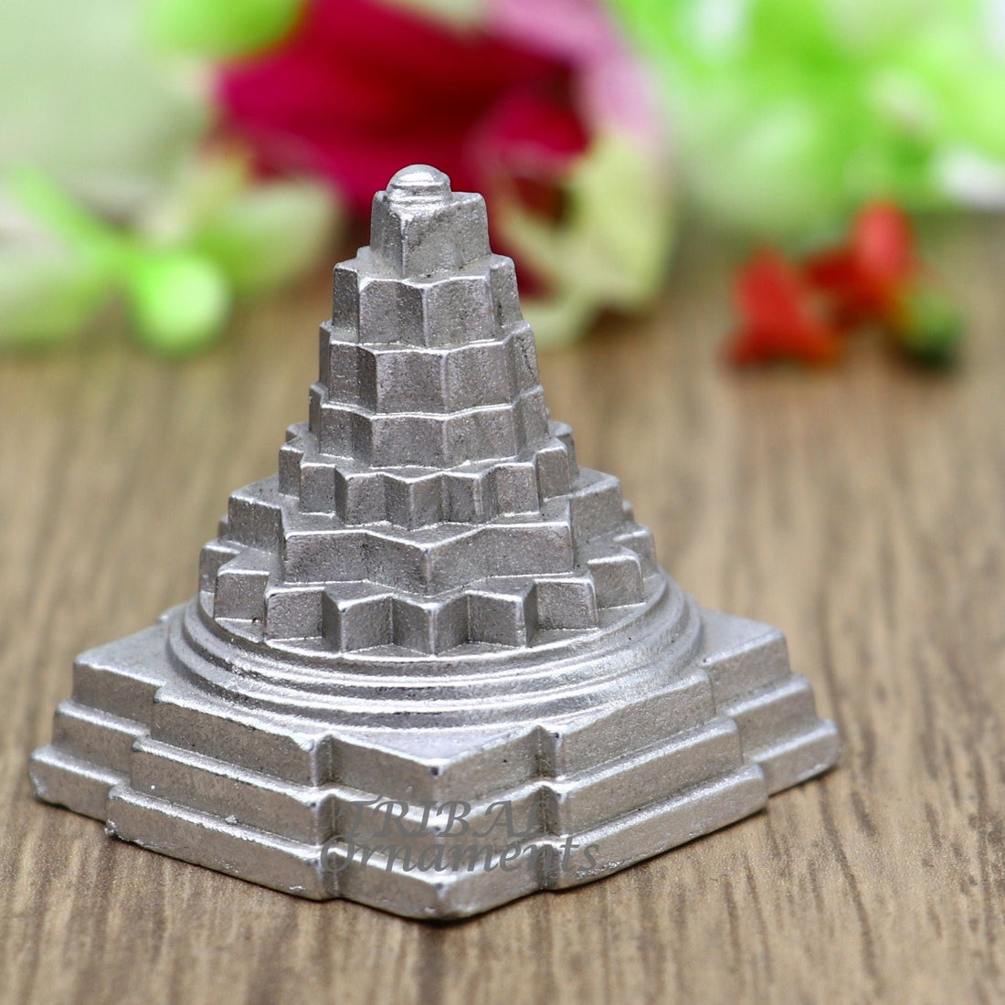 Divine Solid mercury 3d pyramid of shree yantra, Parad Mahalakshmi Yantram figurine for puja at home best way for wealth and prosperity MA05 - TRIBAL ORNAMENTS