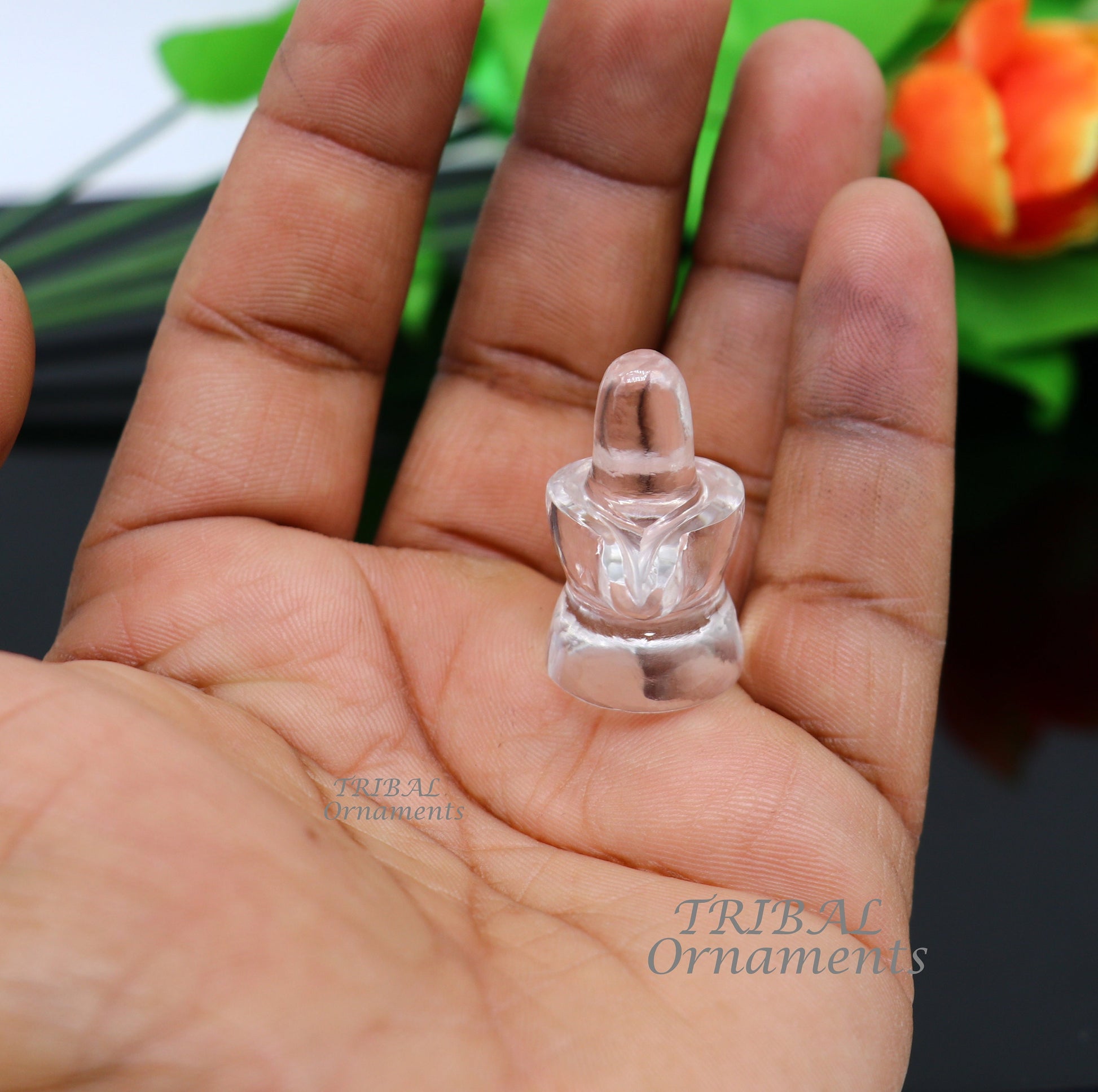 Natural sphatik crystal stone divine lor shiva lingam statue, amazing sphatik lingam puja article for wealth and prosperity stna17 - TRIBAL ORNAMENTS