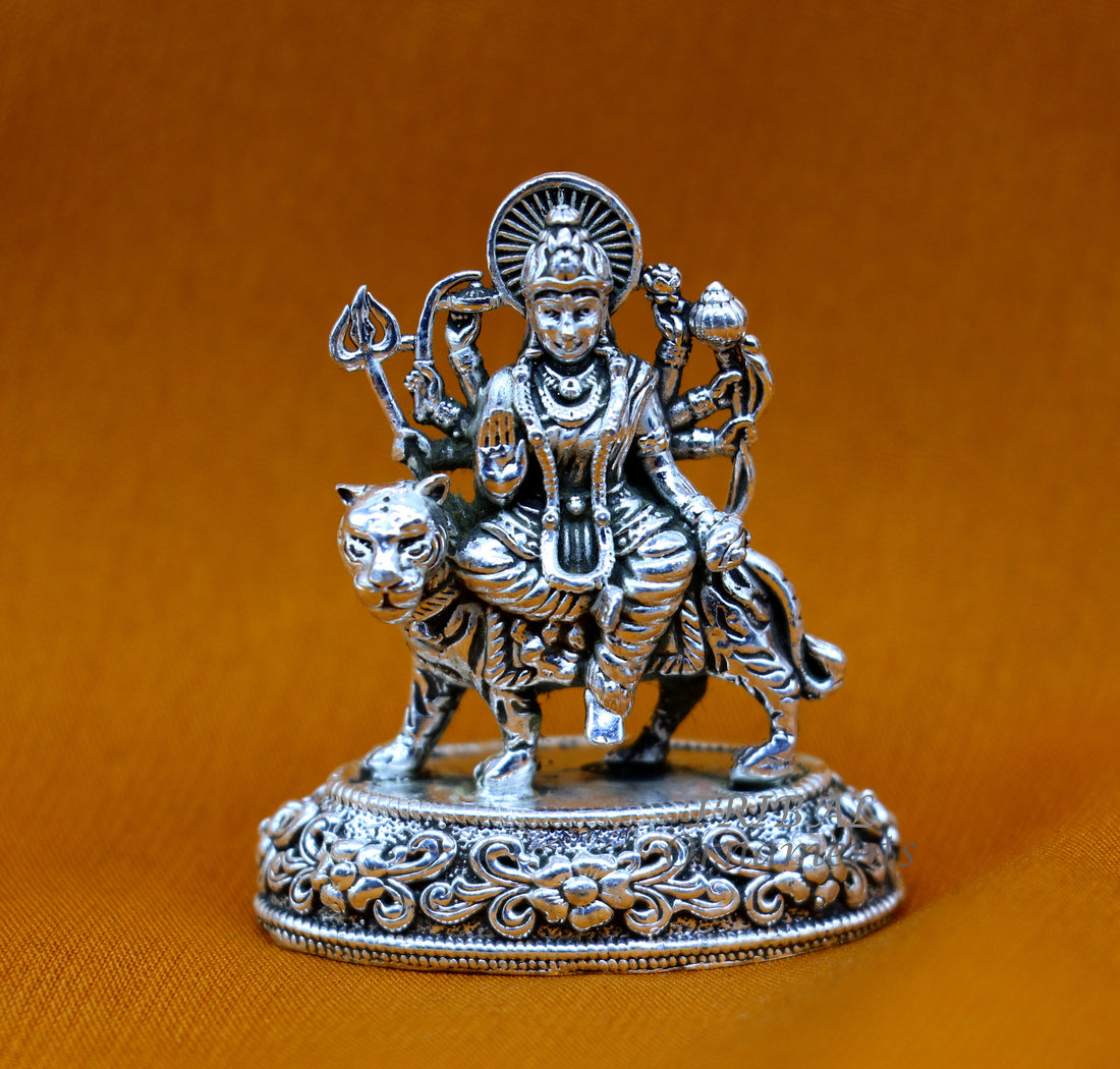 925 Sterling silver Goddess durga/bhawani maa, Pooja Articles statue, handcrafted decorative statue sculpture amazing gifting Art593 - TRIBAL ORNAMENTS