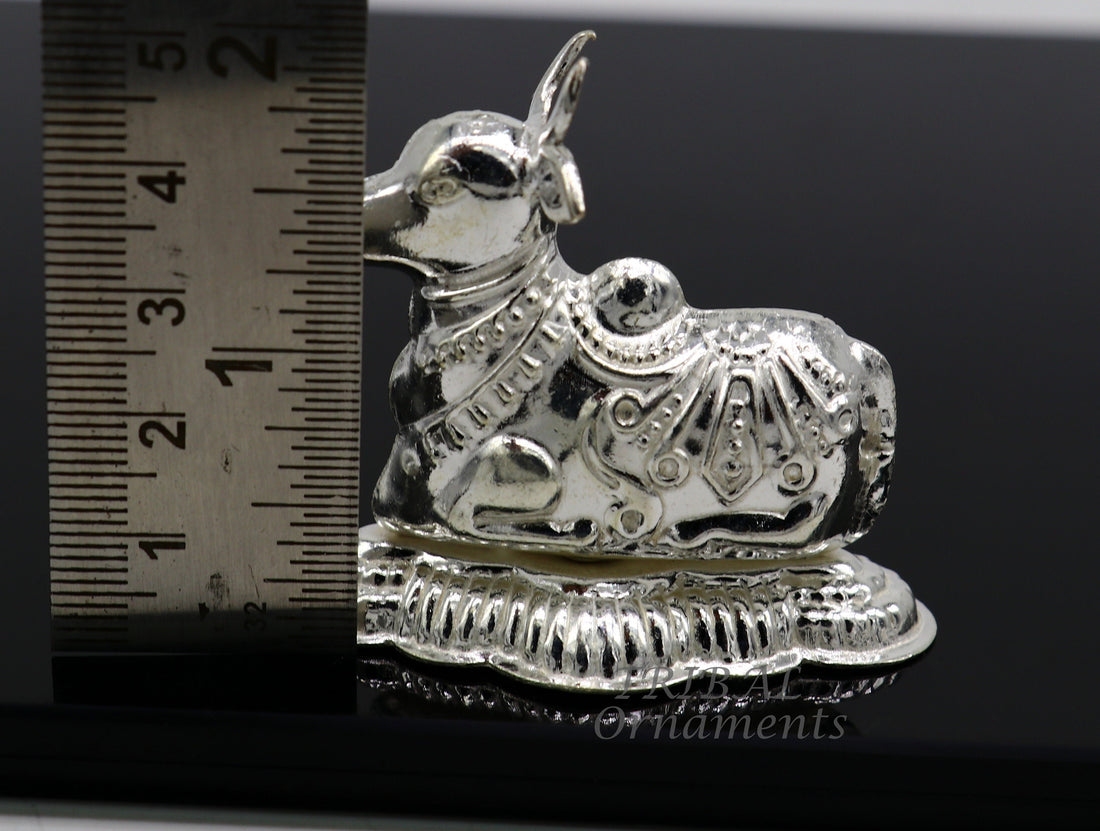 Lord Shiva Vahan Nandi Maharaj sterling silver handmade small article for puja, best gift for lord Shiva, divine statue su983 - TRIBAL ORNAMENTS