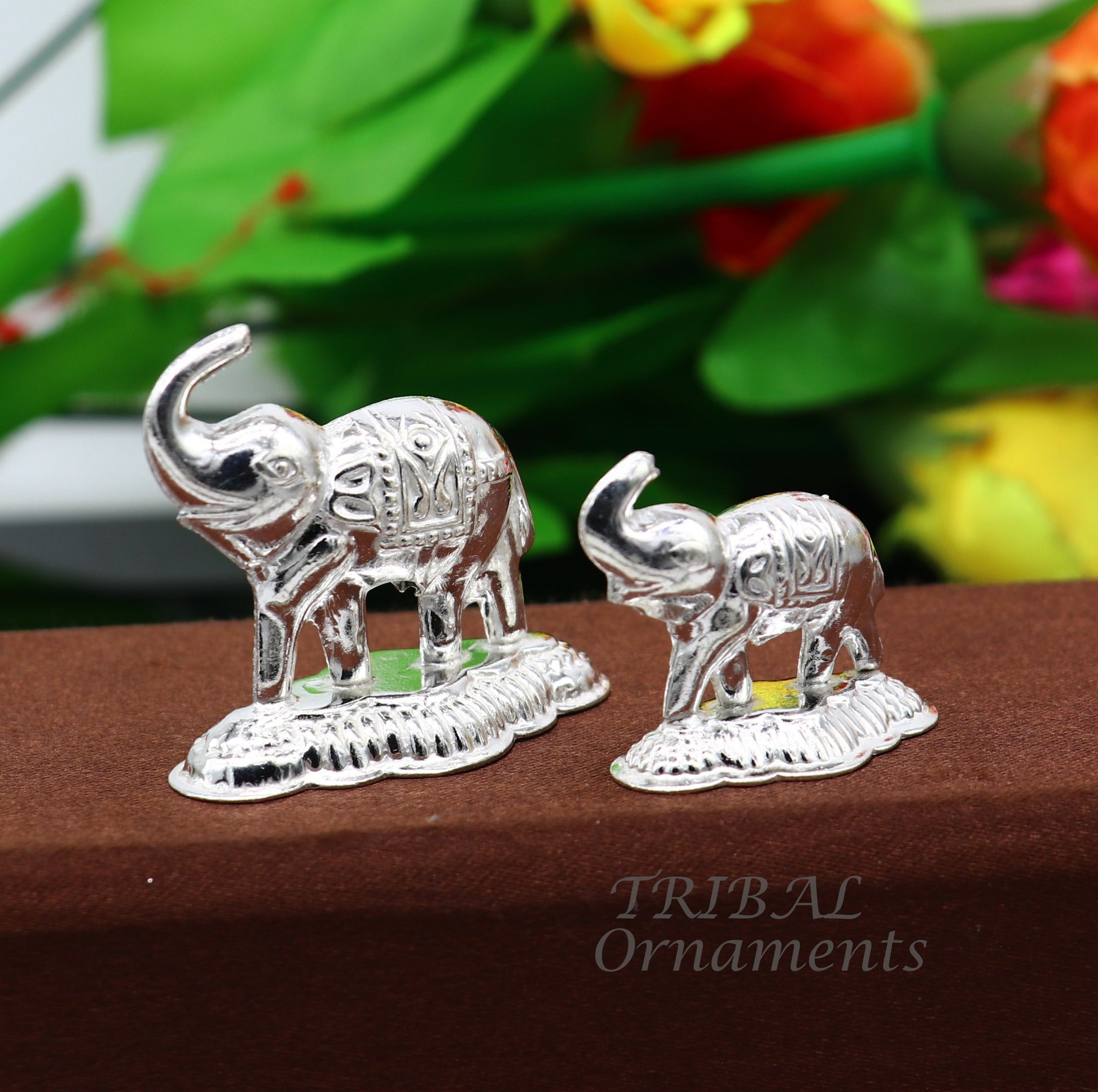 925 Sterling silver handmade upper trunk Elephant statue, puja article figurine, home décor Diwali puja gift su986 - TRIBAL ORNAMENTS