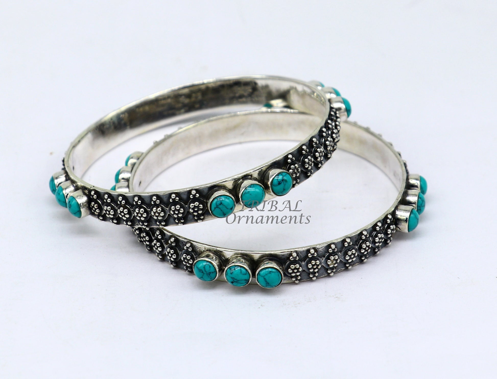 925 sterling silver customized vintage antique design turquoise stone bangle bracelet kada, best gift for brides ethnic jewelry nba339 - TRIBAL ORNAMENTS