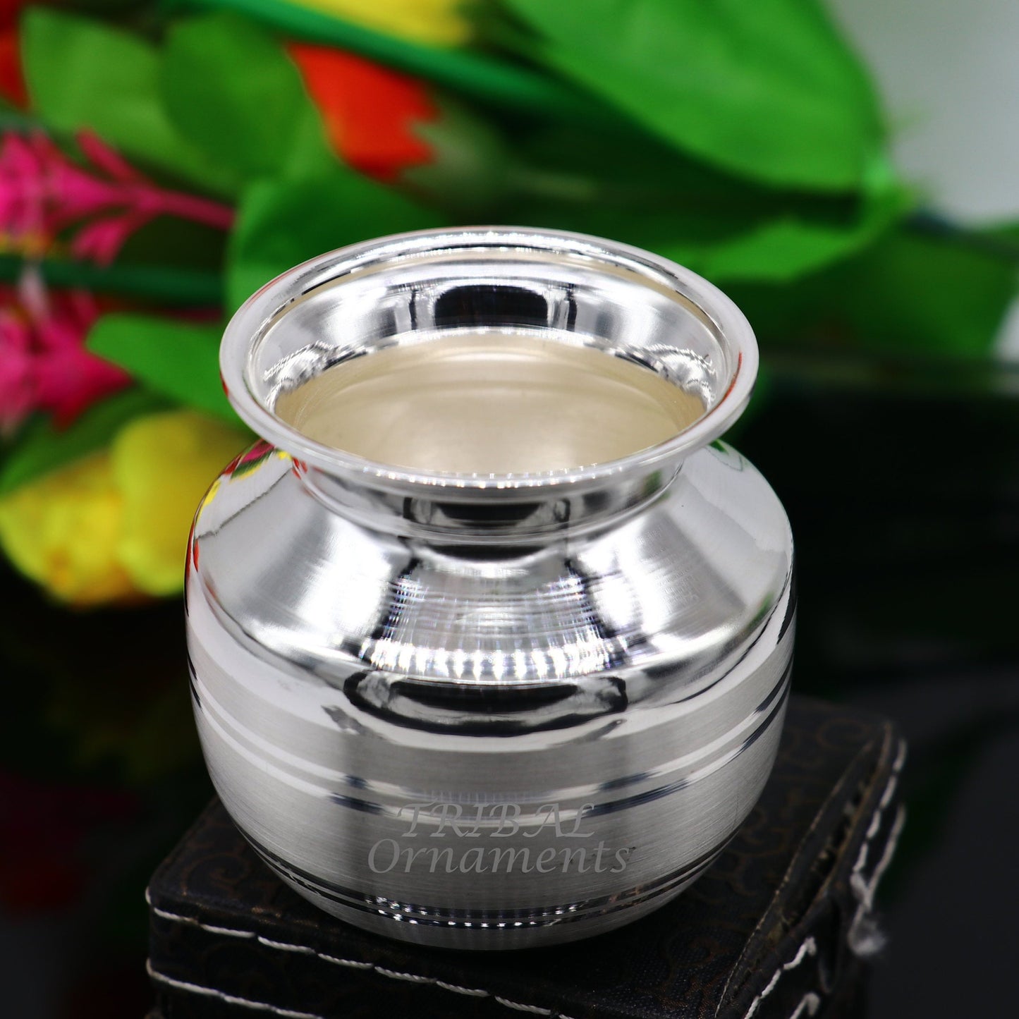 Pure 925 sterling silver handmade plain small Kalash or pot, unique special silver puja article, water or milk kalash pot india su987 - TRIBAL ORNAMENTS