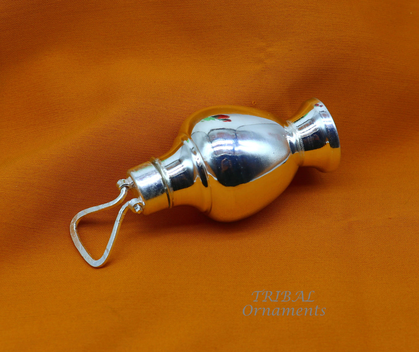 925 sterling silver handmade plain design Gangjali, Silver Gangajal Patra, best silver water pot kalash puja utensils Diwali special su991 - TRIBAL ORNAMENTS