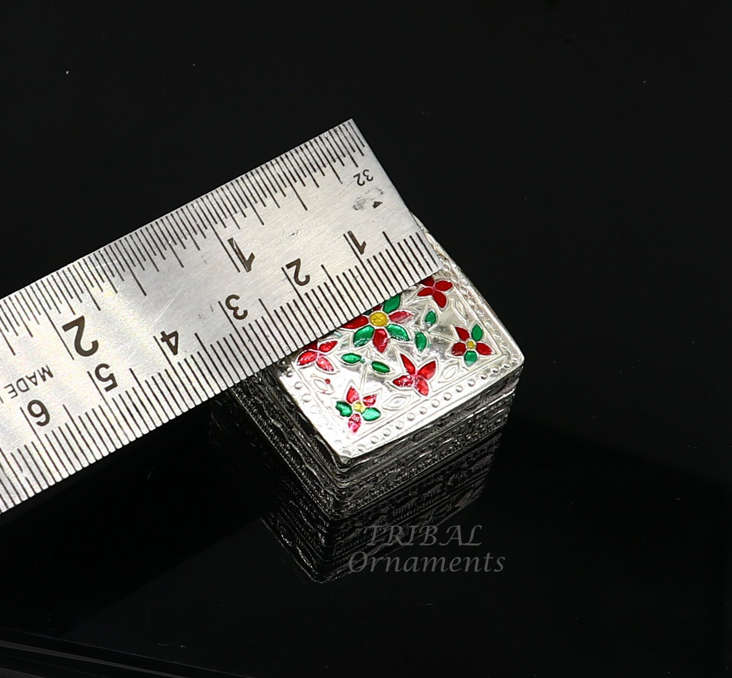 925 sterling silver trinket box, kajal box/casket box bridal square shape box collection, container box, eyeliner box gifting art stb724 - TRIBAL ORNAMENTS