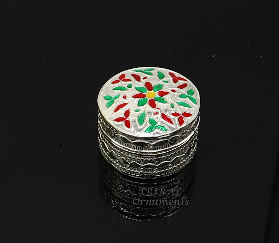 925 sterling silver trinket box, kajal box/casket box round eye liner surma box collection, container box, eyeliner box gifting art stb725 - TRIBAL ORNAMENTS