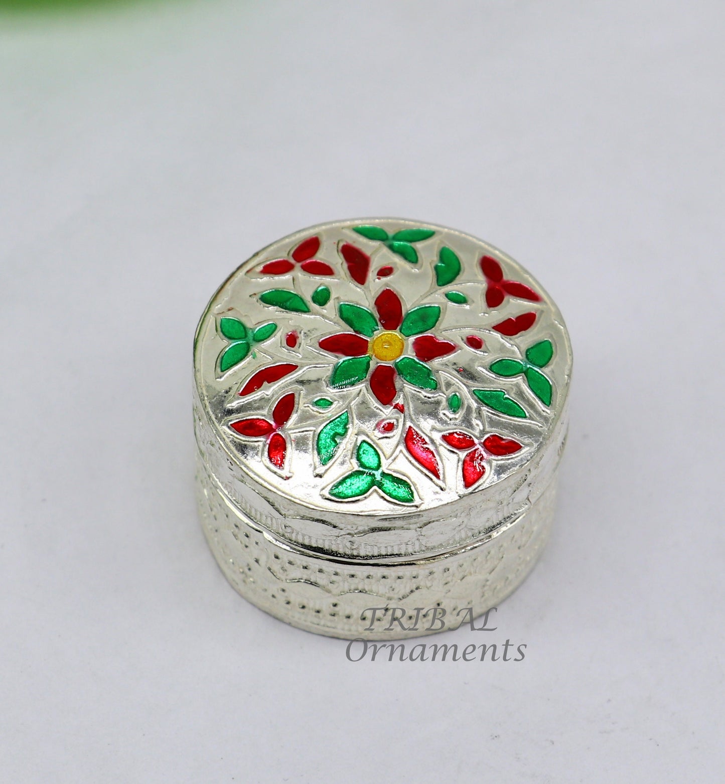 925 sterling silver trinket box, kajal box/casket box round eye liner surma box collection, container box, eyeliner box gifting art stb725 - TRIBAL ORNAMENTS