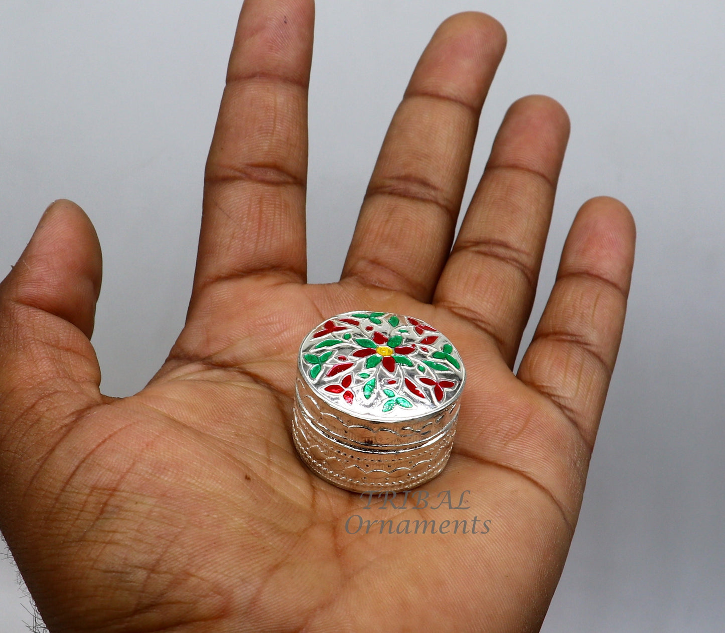 925 sterling silver trinket box, kajal box/casket box round eye liner surma box collection, container box, eyeliner box gifting art stb725 - TRIBAL ORNAMENTS