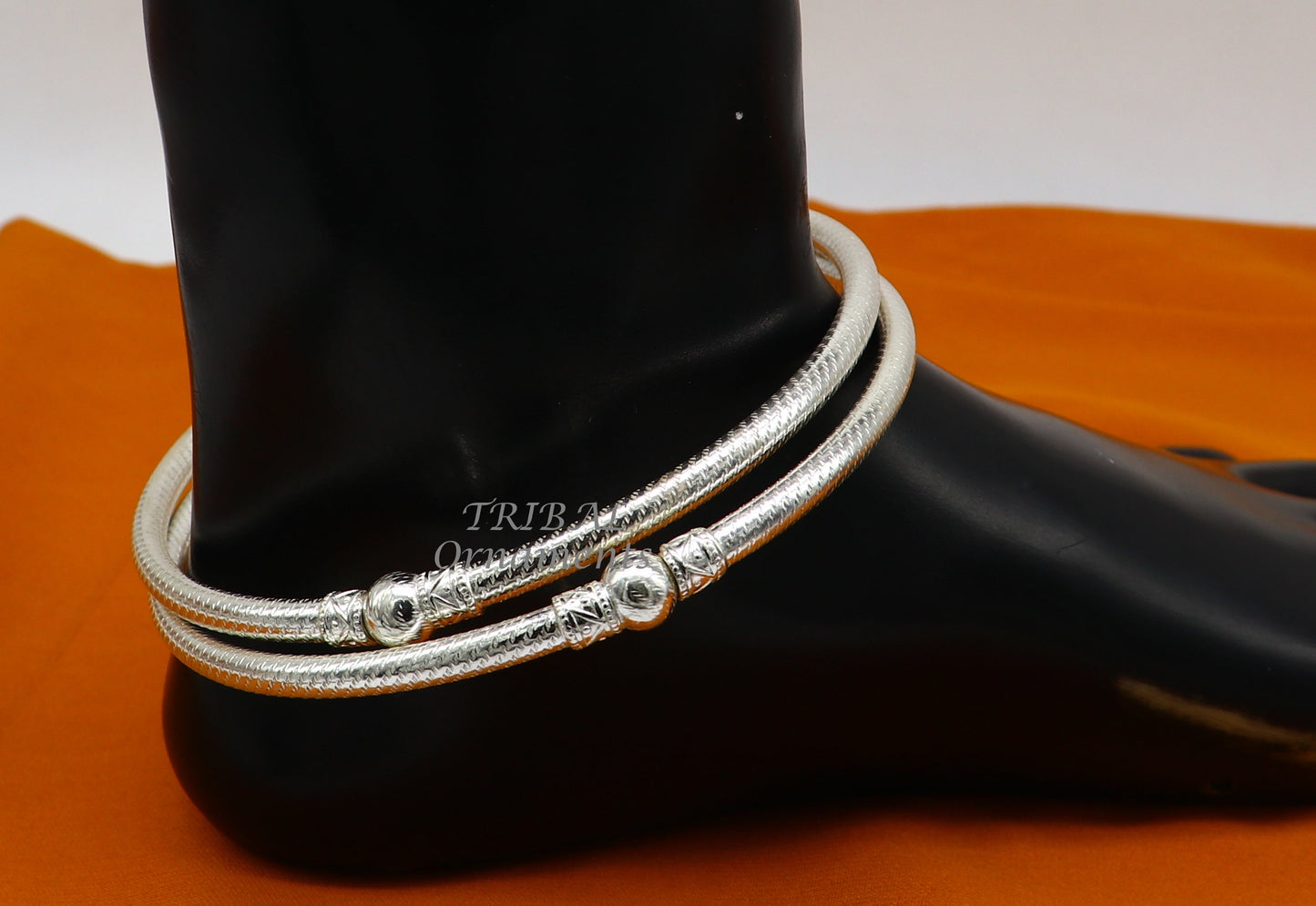 925 sterling silver Vintage design Indian traditional silver women's customized foot kada anklet kada hollow bracelet tribal jewelry nsfk84 - TRIBAL ORNAMENTS