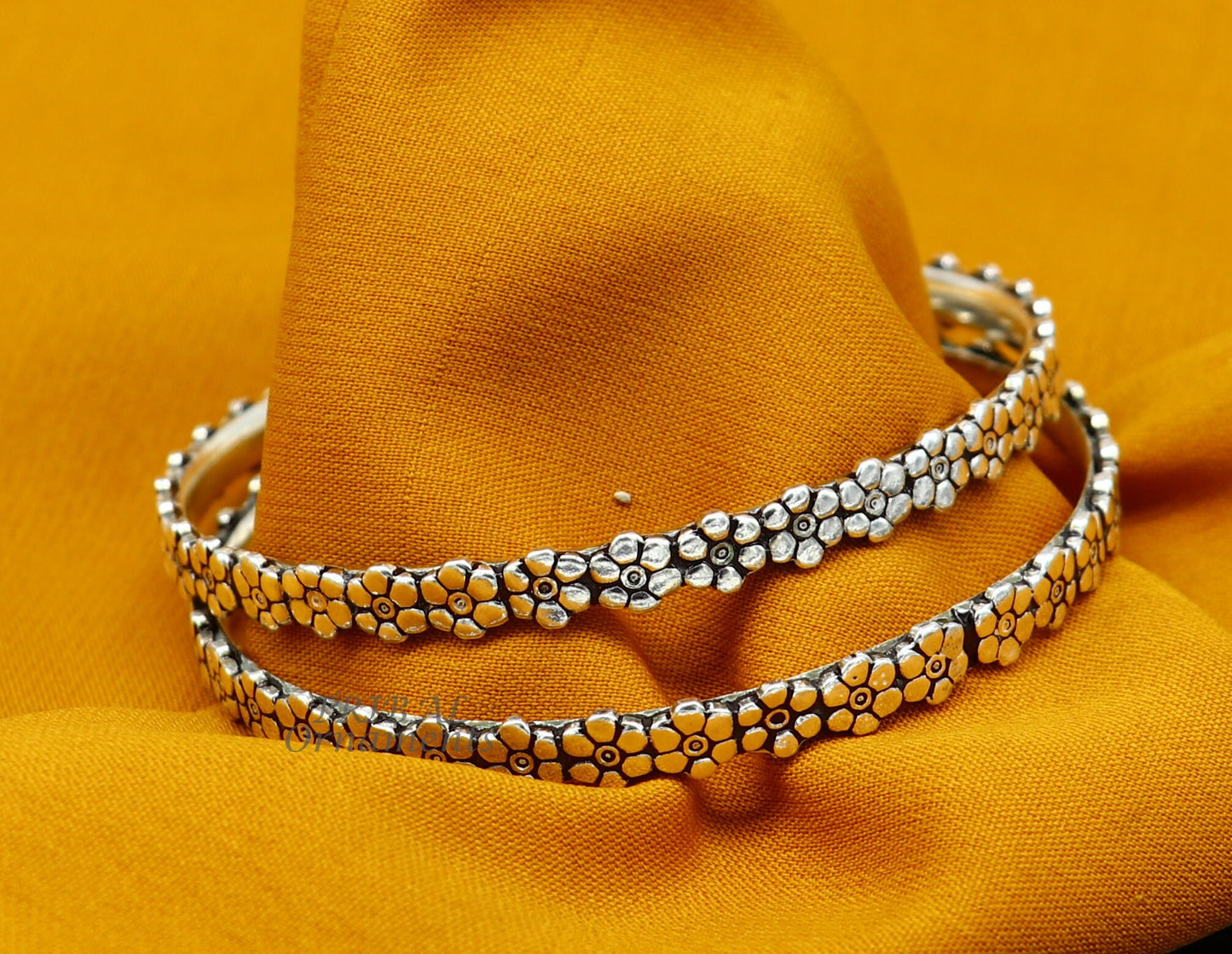 Vintage design floral style 925 sterling silver bangles bracelet, fancy stylish gorgeous kangan tribal belly dance jewelry nba345 - TRIBAL ORNAMENTS