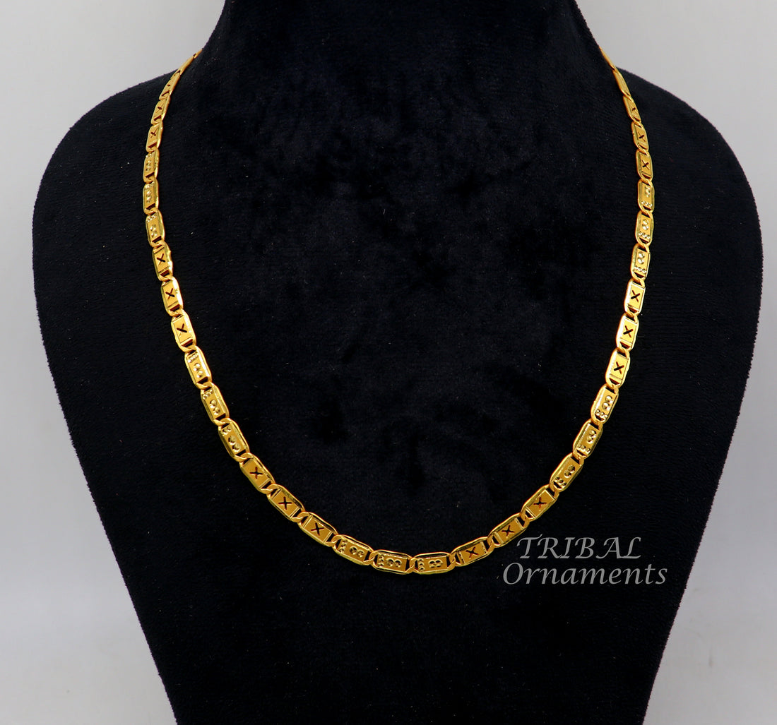 22kt yellow gold royal nawabi baht chain, bar chain, fabulous customized men's chain, men's personalized gifting chain necklace india ch573 - TRIBAL ORNAMENTS