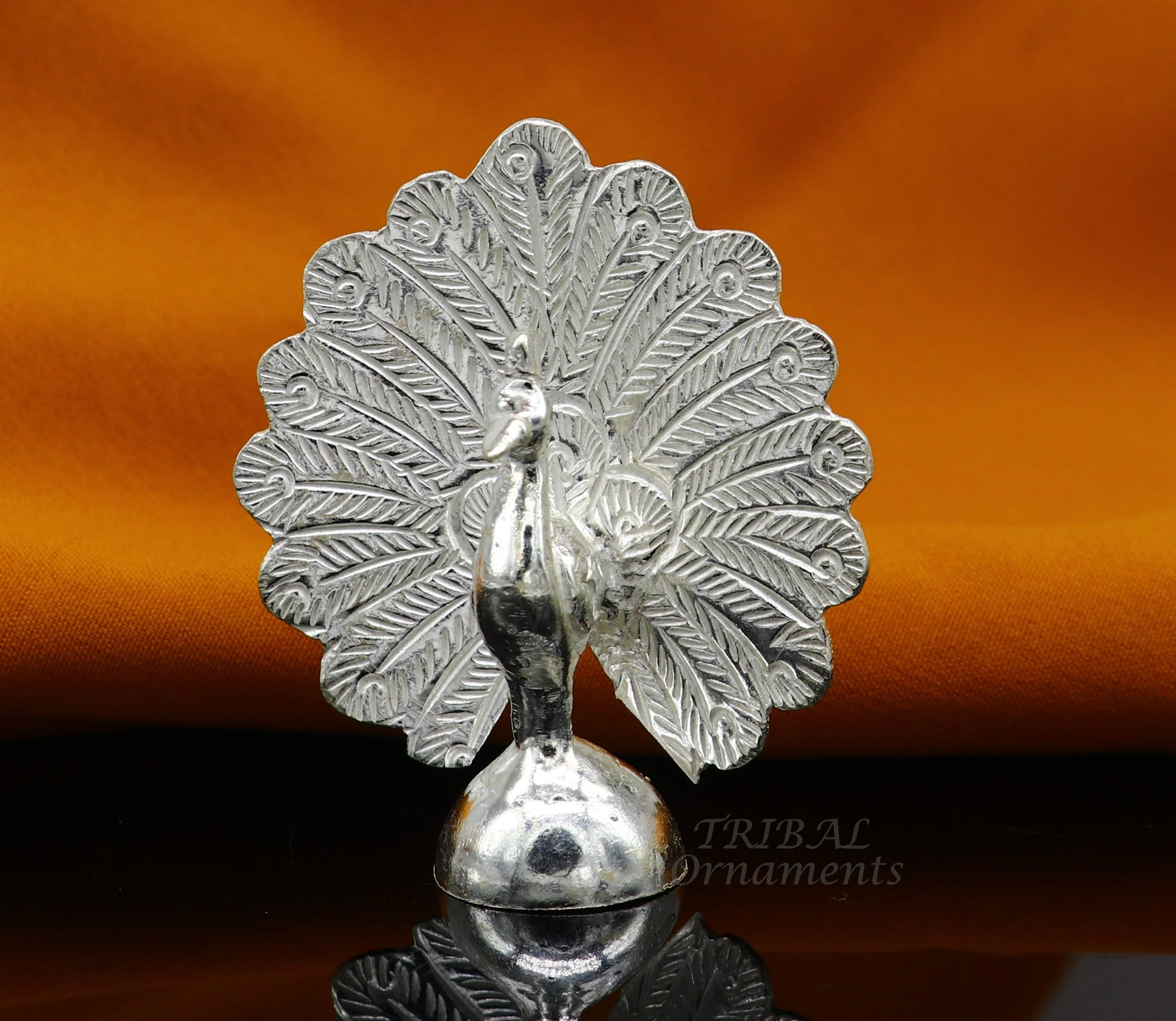 925 sterling silver handmade elegant amazing dancing peacock statue, silver article, silver figurine, silver puja article su978 - TRIBAL ORNAMENTS