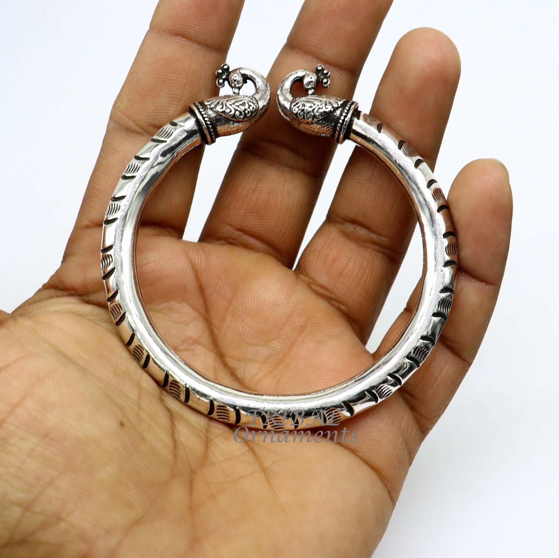 925 sterling silver handmade gorgeous vintage peacock design bangle bracelet kada, unisex customized personalized hip-hop jewelry nsk618 - TRIBAL ORNAMENTS