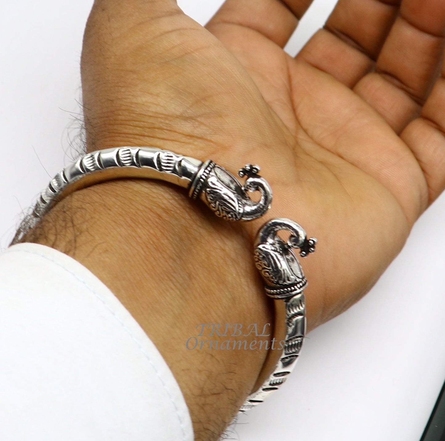 925 sterling silver handmade gorgeous vintage peacock design bangle bracelet kada, unisex customized personalized hip-hop jewelry nsk618 - TRIBAL ORNAMENTS