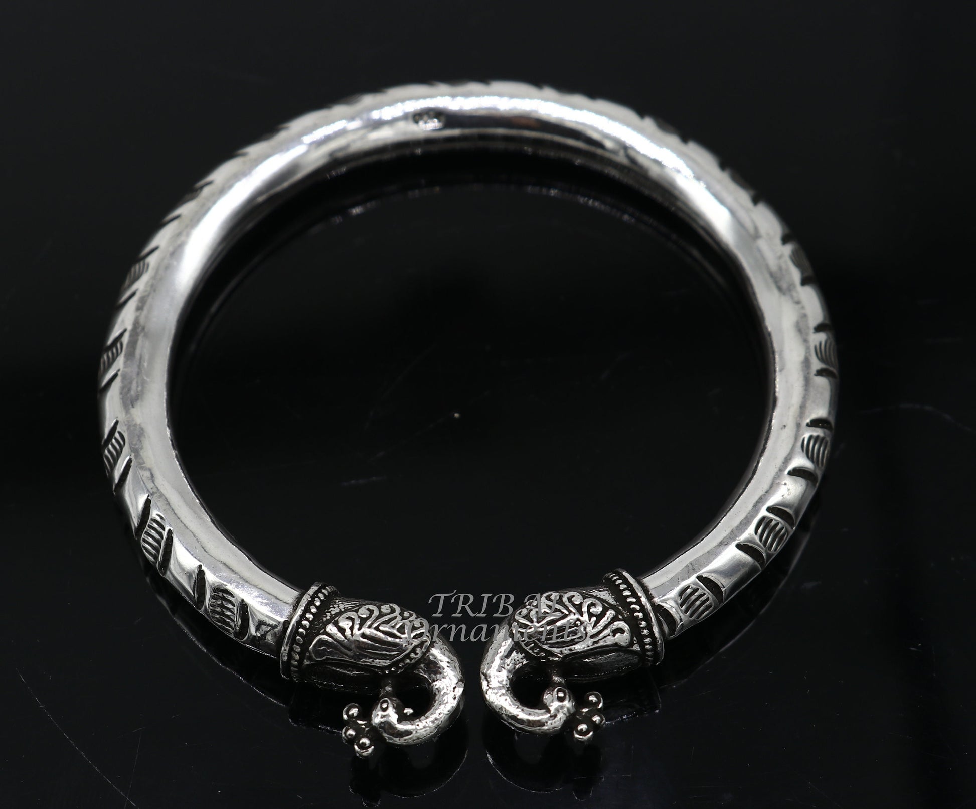 925 sterling silver handmade gorgeous vintage peacock design bangle bracelet kada, unisex customized personalized hip-hop jewelry nsk618 - TRIBAL ORNAMENTS