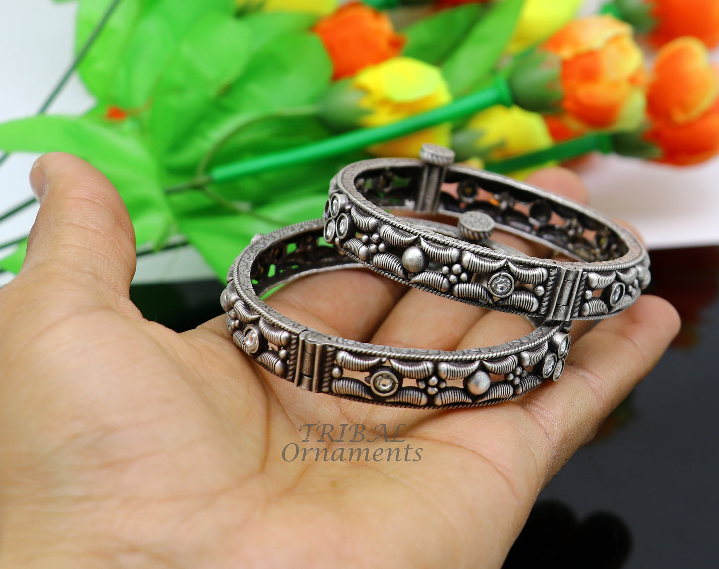 925 sterling silver handmade Vintage design ethnic bangle bracelet tribal jewelry best bride belly dance ethnic jewelry nba351 - TRIBAL ORNAMENTS