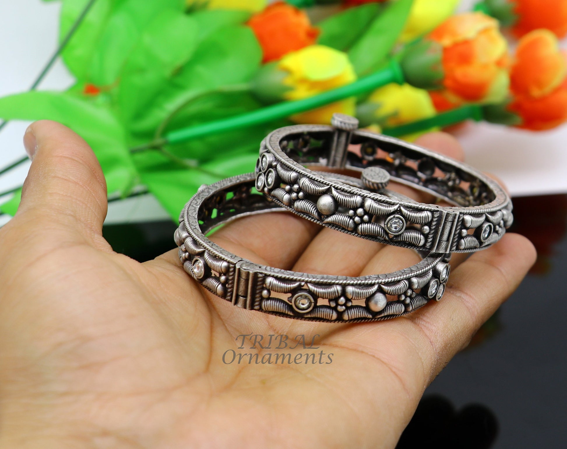 925 sterling silver handmade Vintage design ethnic bangle bracelet tribal jewelry best bride belly dance ethnic jewelry nba351 - TRIBAL ORNAMENTS