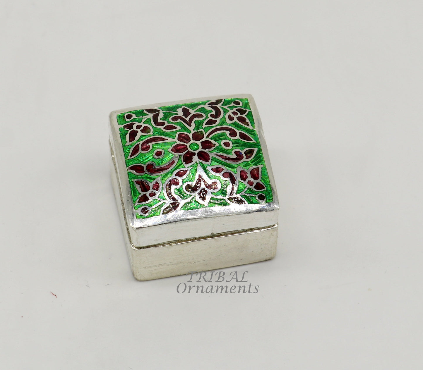 925 sterling silver trinket box, kajal box/casket box bridal square shape box collection, container box, eyeliner box gifting art stb731 - TRIBAL ORNAMENTS