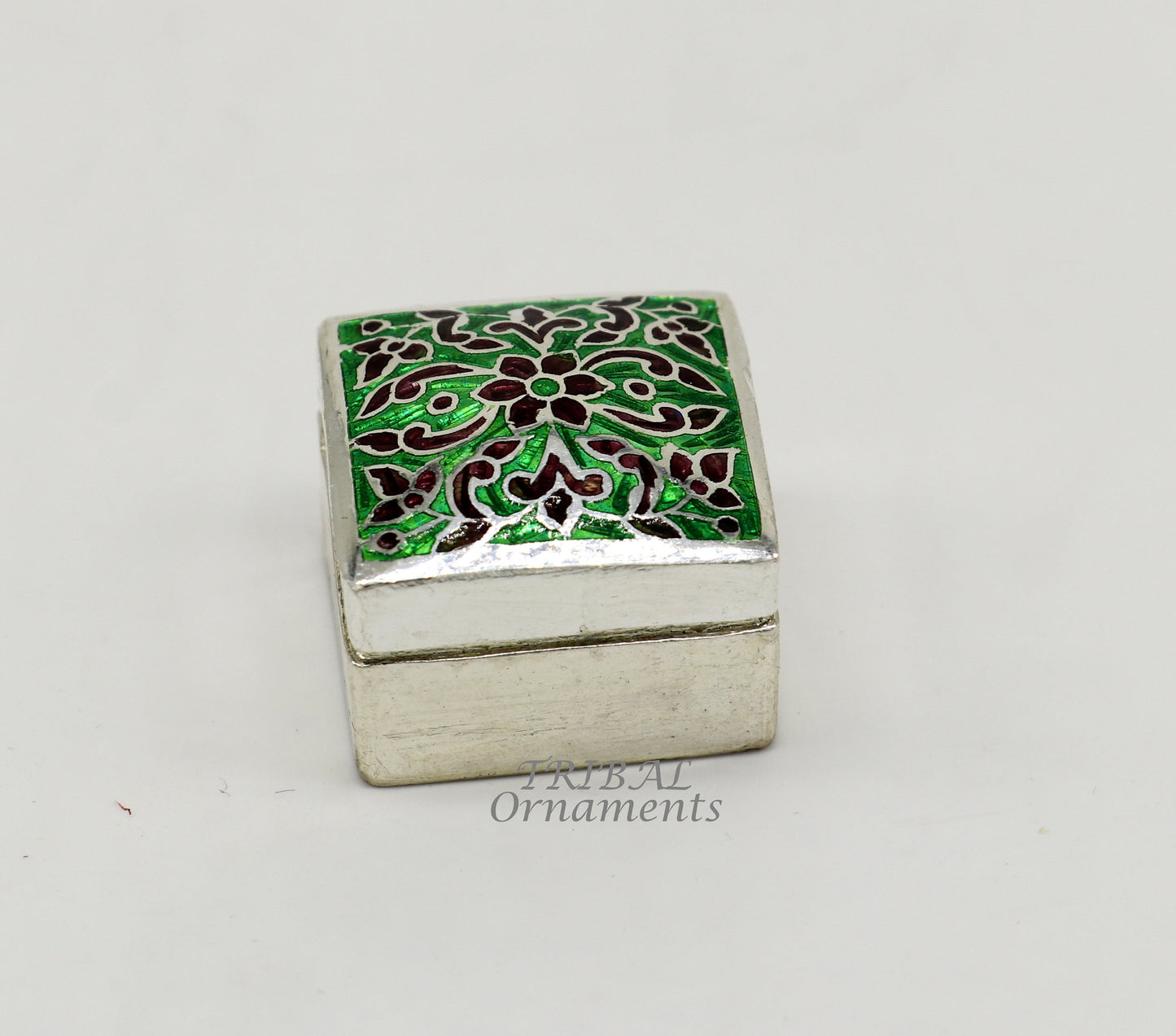 925 sterling silver trinket box, kajal box/casket box bridal square shape box collection, container box, eyeliner box gifting art stb731 - TRIBAL ORNAMENTS