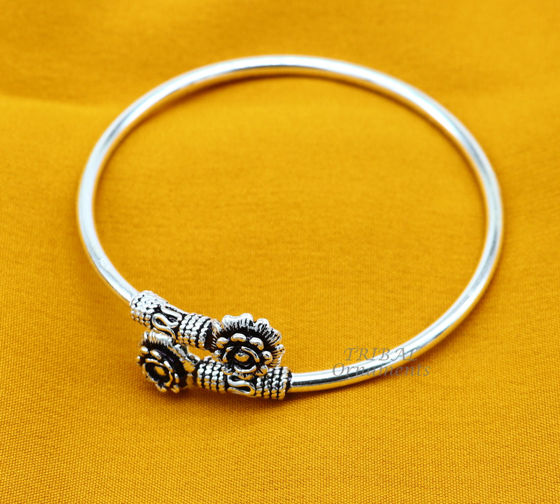 925 sterling silver fabulous floral design bangle bracelet kada amazing Cuff bracelet best gifting girl's kada nsk596 - TRIBAL ORNAMENTS