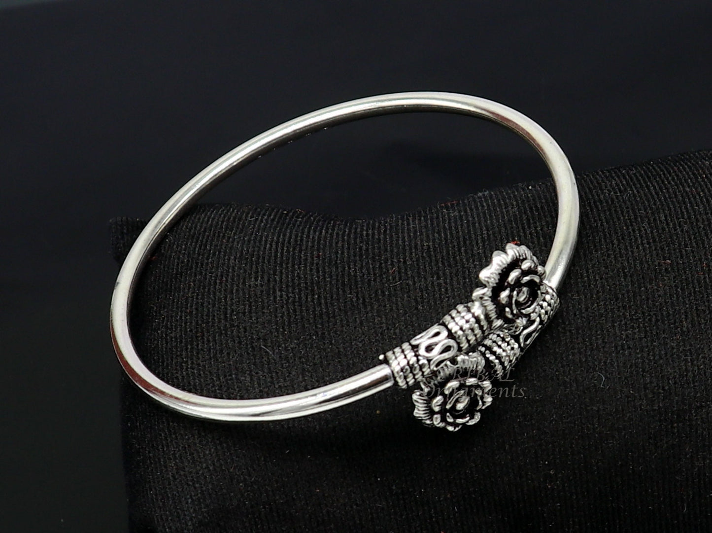 925 sterling silver fabulous floral design bangle bracelet kada amazing Cuff bracelet best gifting girl's kada nsk596 - TRIBAL ORNAMENTS