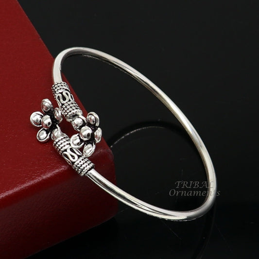 925 sterling silver fabulous floral design bangle bracelet kada amazing Cuff bracelet best gifting girl's kada nsk597 - TRIBAL ORNAMENTS