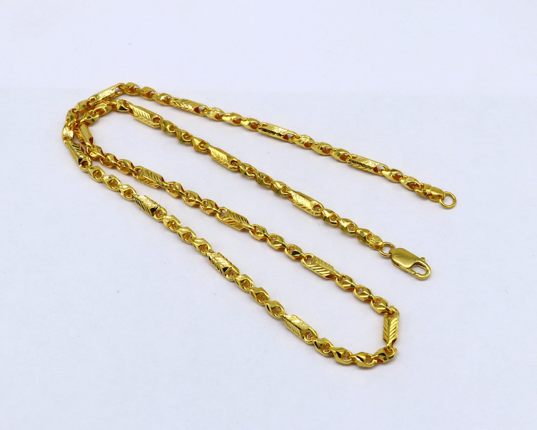 22karat yellow gold handmade unique baht design all sizes chain necklace amazing men's gifting wedding jewelry best unisex necklace  ch576 - TRIBAL ORNAMENTS