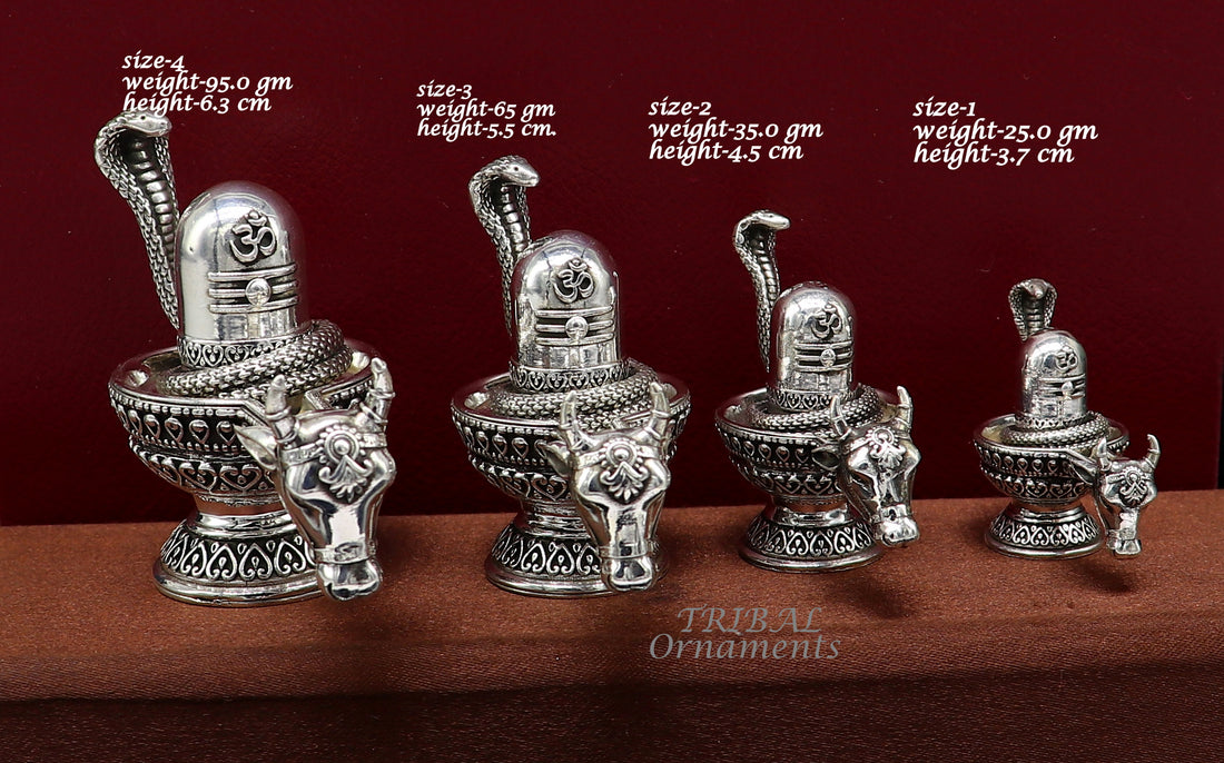 925 sterling silver high quality lord Shiva lingam Jalheri, Divine Shiva lingam at home temple puja worshipping article from india su993 - TRIBAL ORNAMENTS