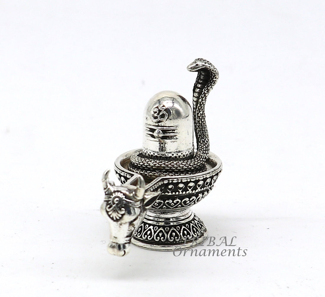 925 sterling silver high quality lord Shiva lingam Jalheri, Divine Shiva lingam at home temple puja worshipping article from india su993 - TRIBAL ORNAMENTS