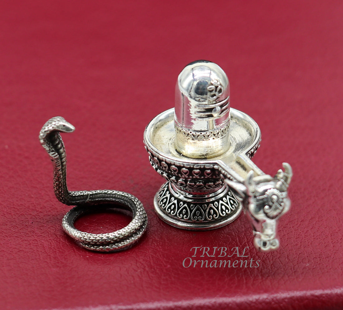 925 sterling silver lord Shiva lingam Jalheri, Divine Shiva lingam at home temple puja worshipping article from India su994 - TRIBAL ORNAMENTS