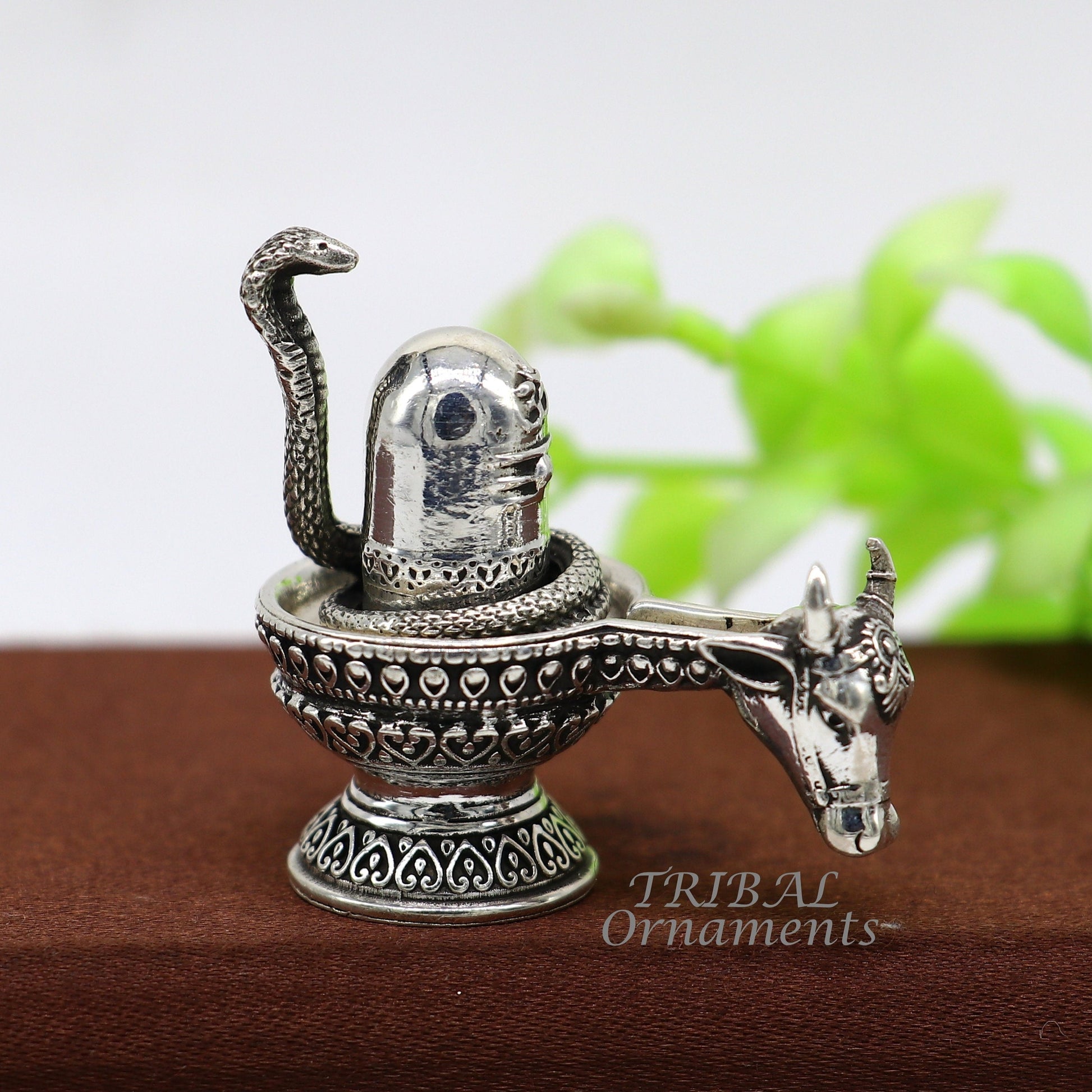 925 sterling silver lord Shiva lingam Jalheri, Divine Shiva lingam at home temple puja worshipping article from India su994 - TRIBAL ORNAMENTS