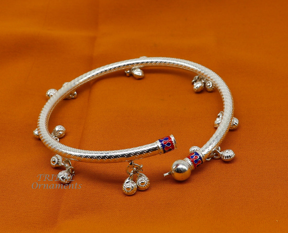 925 Sterling silver Handmade indian traditional women's charming noisy jingling bells foot kada ankle kada bracelet tribal jewelry nsfk88 - TRIBAL ORNAMENTS