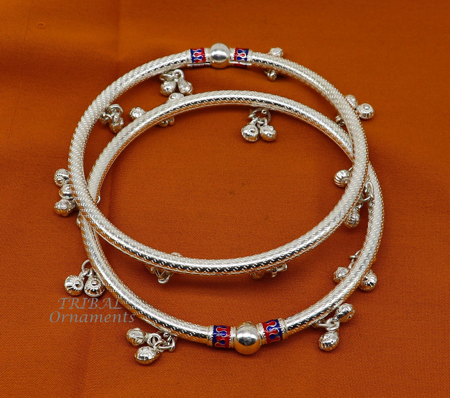 925 Sterling silver Handmade indian traditional women's charming noisy jingling bells foot kada ankle kada bracelet tribal jewelry nsfk88 - TRIBAL ORNAMENTS