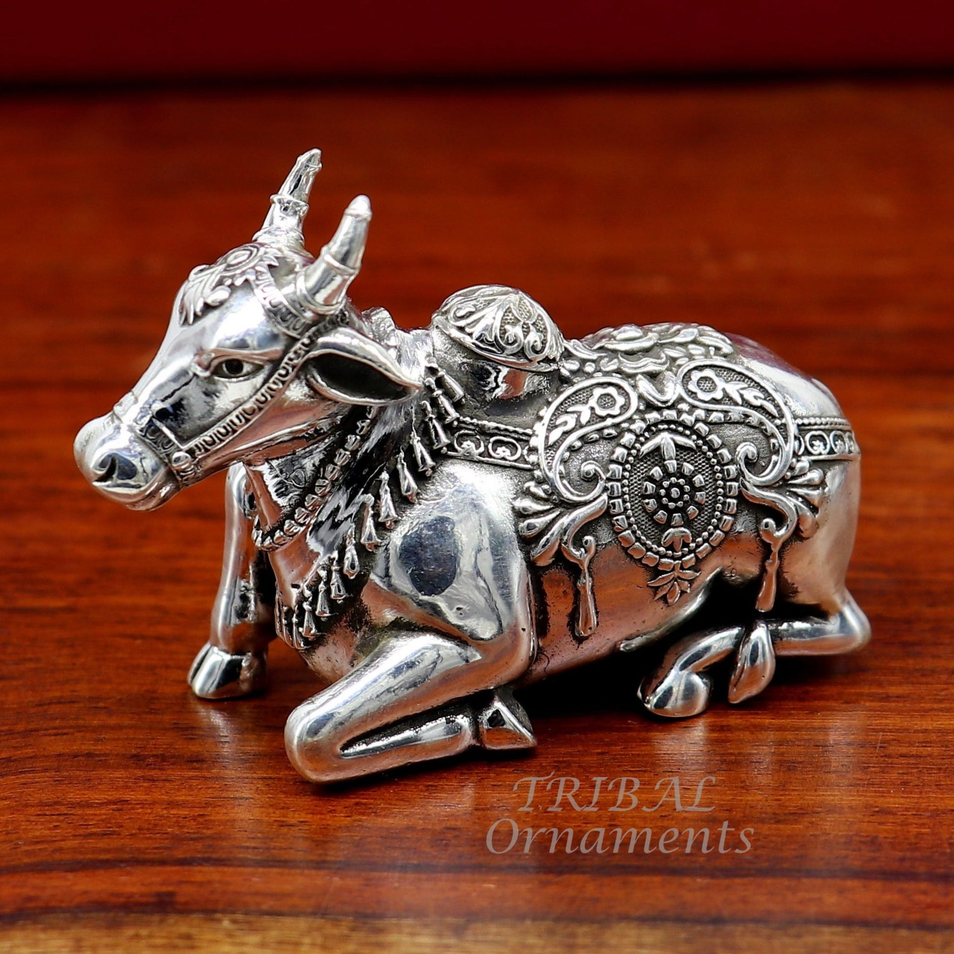 925 Sterling silver Lord Shiva Vahan Nandi Maharaj handmade small article for puja, best gift for lord Shiva, divine Nandi statue su998 - TRIBAL ORNAMENTS