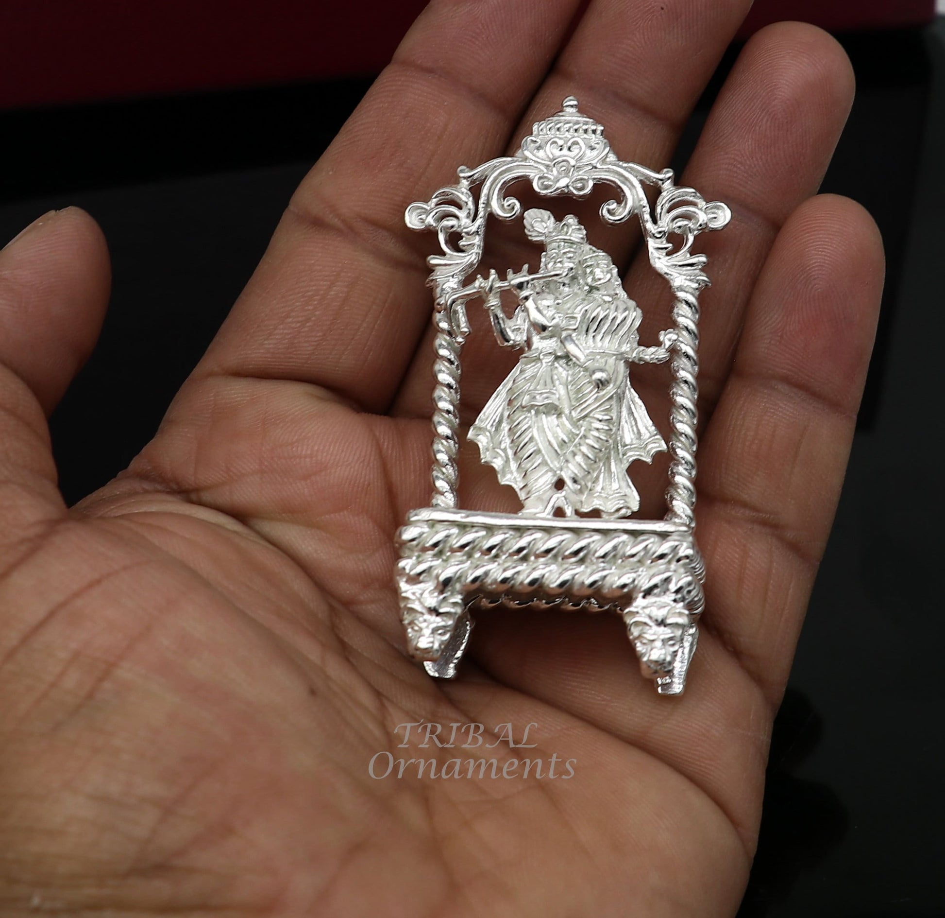 925 sterling silver handmade Divine Hindu god Krishna with Radha blessing Statue, Stunning Radha kishan figurine puja article su999 - TRIBAL ORNAMENTS