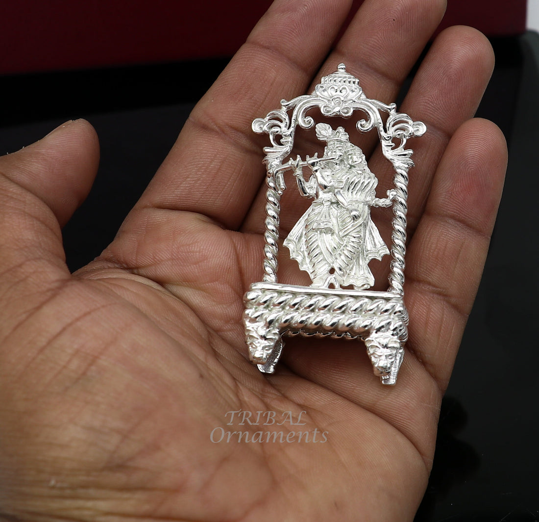 925 sterling silver handmade Divine Hindu god Krishna with Radha blessing Statue, Stunning Radha kishan figurine puja article su999 - TRIBAL ORNAMENTS