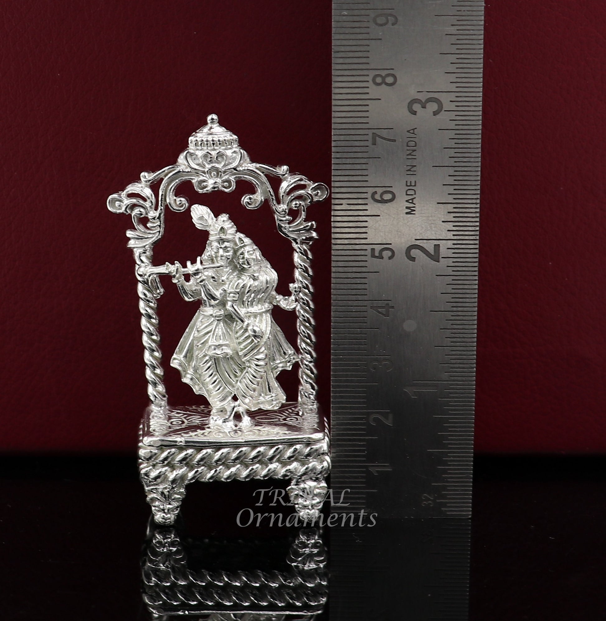 925 sterling silver handmade Divine Hindu god Krishna with Radha blessing Statue, Stunning Radha kishan figurine puja article su999 - TRIBAL ORNAMENTS