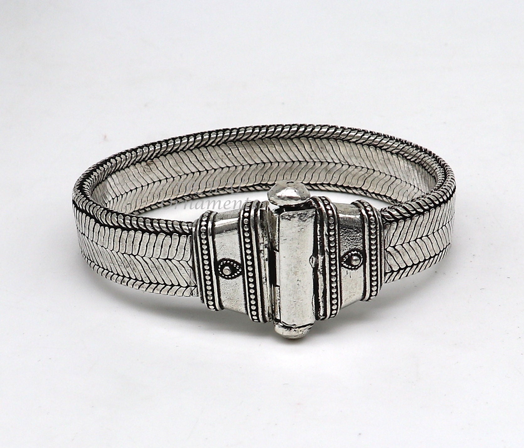 14 mm 8"or 8.5" solid flat 925 sterling silver handmade gorgeous wheat chain flexible bracelet belt unisex heavy bracelet India sbr431 - TRIBAL ORNAMENTS