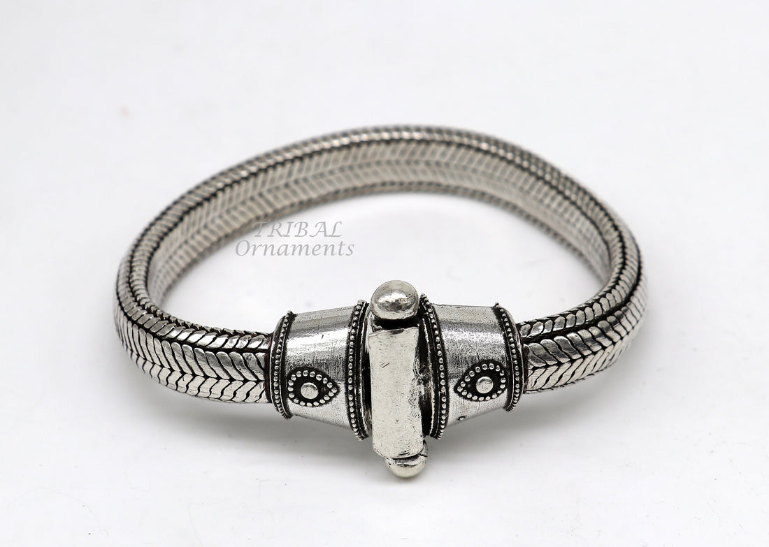 10 mm 8.5" solid Half round D shape 925 sterling silver gorgeous snake chain flexible bracelet belt unisex heavy bracelet India sbr432 - TRIBAL ORNAMENTS