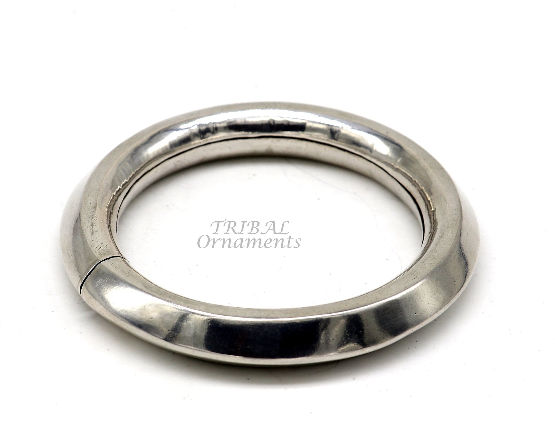 925 sterling silver vintage plain design handmade open face adjustable bangle bracelet kada cuff bracelet for unisex gifting india nsk630 - TRIBAL ORNAMENTS