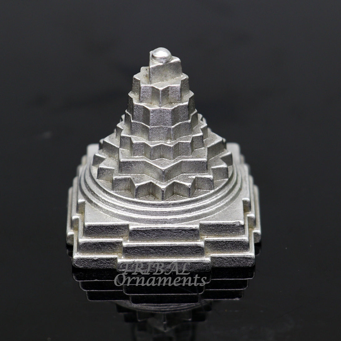 Divine Solid mercury 3d pyramid of shree yantra, Parad Mahalakshmi Yantram figurine for puja at home best way for wealth and prosperity MA05 - TRIBAL ORNAMENTS