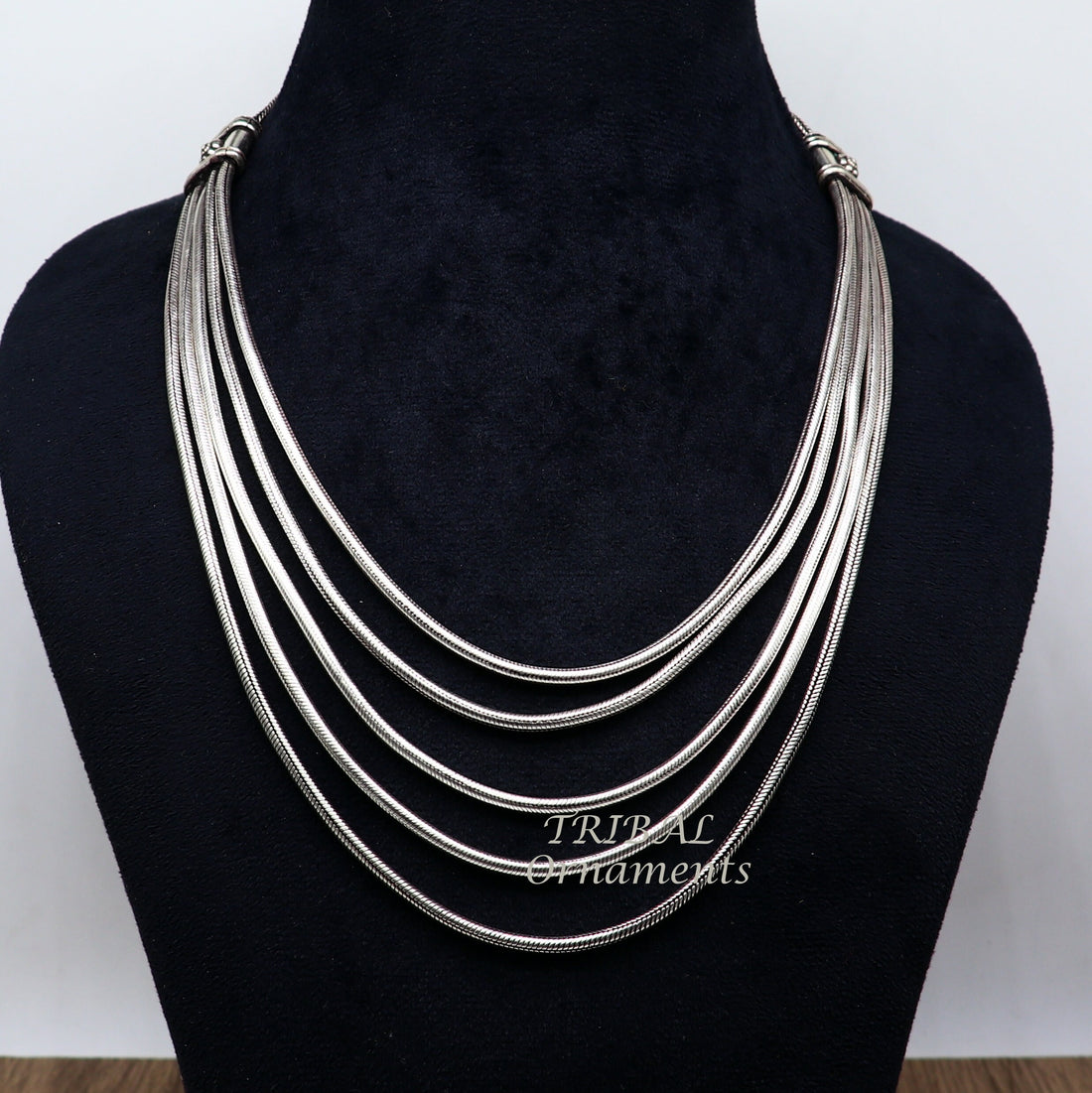 925 sterling silver fabulous smooth snake chain five strands multiline necklace jewelry, vintage wedding charm layered necklace set517 - TRIBAL ORNAMENTS