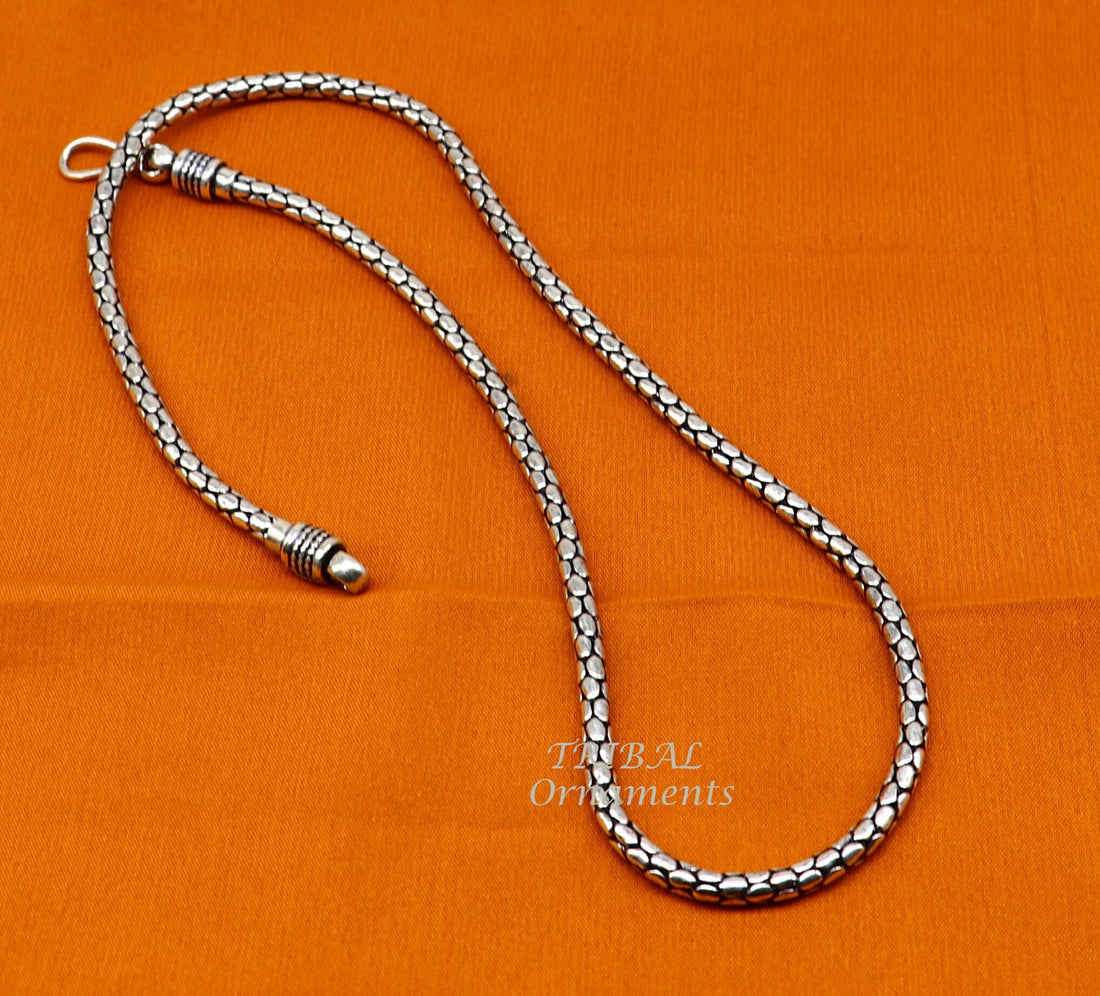 4mm 20" inches unique vintage style chain 925 sterling silver handmade heavy necklace solid oxidized chain necklace tribal jewelry ch207 - TRIBAL ORNAMENTS