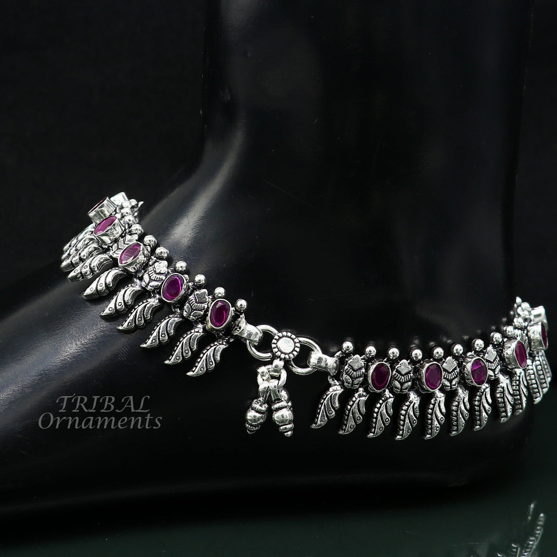 10.5" Inches long handmade 925 sterling silver fabulous color stone customized anklet bracelet, amazing anklets belly dance jewelry ank524 - TRIBAL ORNAMENTS